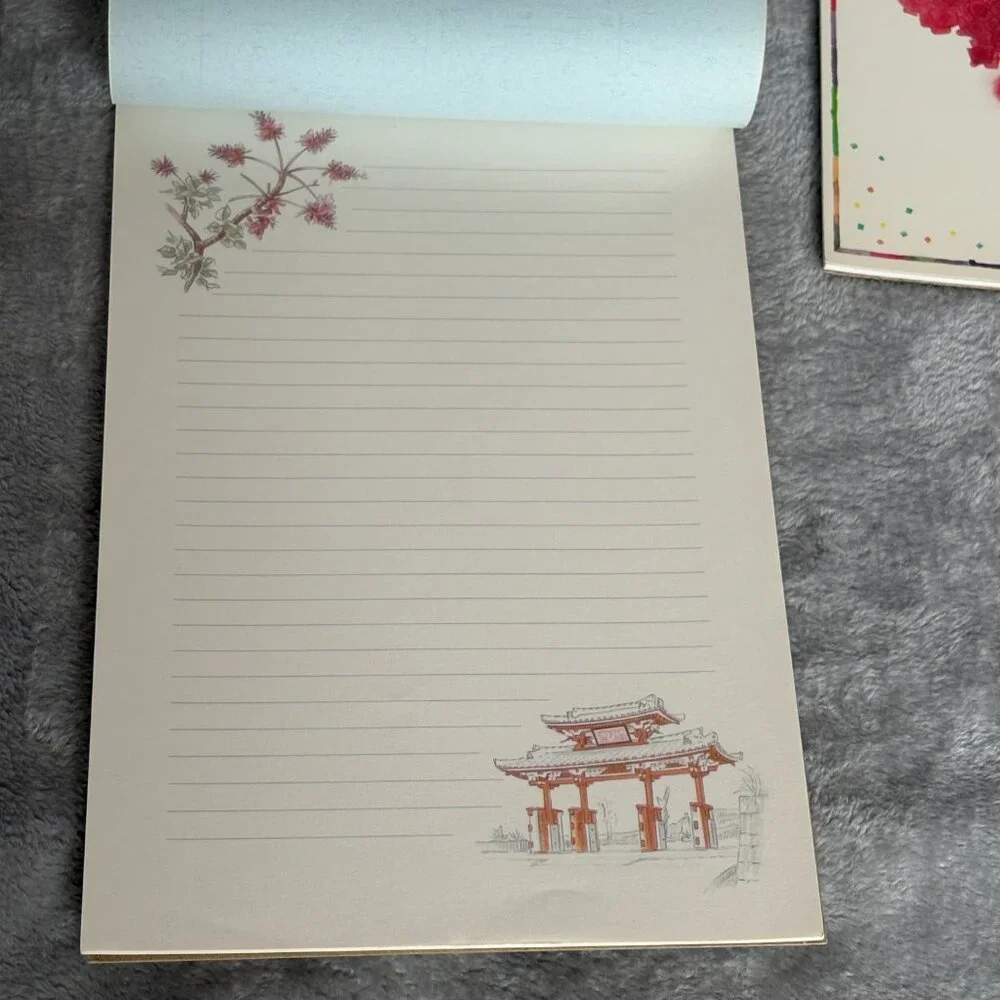 Vintage Japanese Yukari Letter Set Beach Floral Okinawa Illustration Stationery